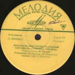 ГОЛУБЫЕ ГИТАРЫ ВОКАЛЬНО-ИНСТРУМЕНТАЛЬНЫЙ АНСАМБЛЬ Виниловая пластинка 