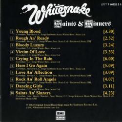 WHITESNAKE Saints & Sinners Фирменный CD 