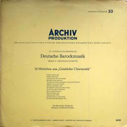 Norddeutscher Singkreis, Gottfried Wolters, Heinrich Schütz Deutsche Barockmusik (14 Motetten aus "Geistlicher Chormusik") Виниловая пластинка 